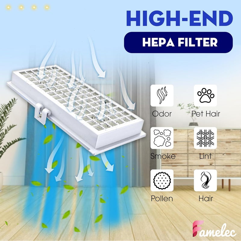 FAMELEC مجموعة استبدال فلتر هيبا AirClean SF-HA 30 وحقائب مكنسة كهربائية AirClean 3D Efficiency GN البديلة لنماذج Miele Classic C1 وComplete C1 وS2000... 12 حزمة من أكياس المكنسة C1 و4 فلاتر - Image 4